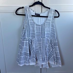 Off white and blue flowy tank